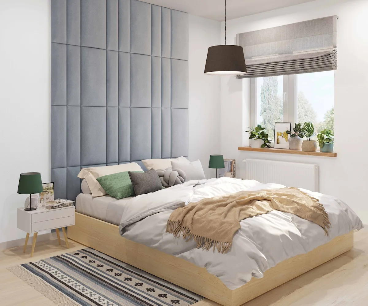 kids room with upholstered panels