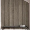 Wall with a vintage oak acoustic panels