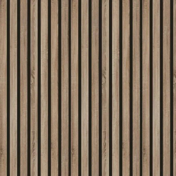 Wall with a vintage oak acoustic panel