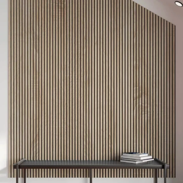 Wall with a sonoma oak acoustic panels Wall with a sonoma oak acoustic panels