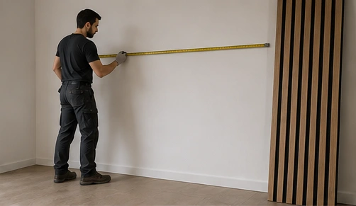 a man measuring
