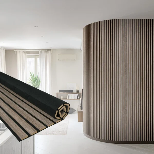 Vintage oak acoustic panel curve